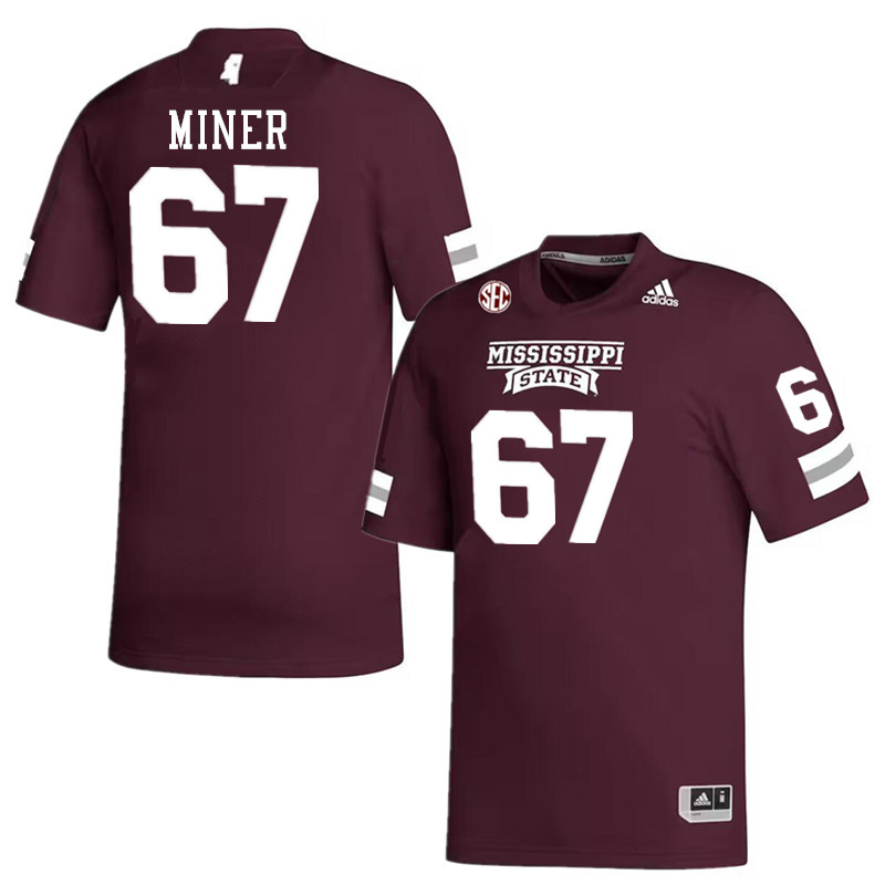 Men #67 Ethan Miner Mississippi State Bulldogs College Football Jerseys Stitched-Maroon